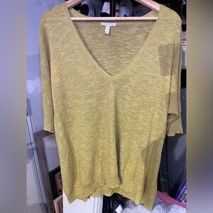 Eileen Fisher Yellow Short Sleeve Vneck Top Size Large